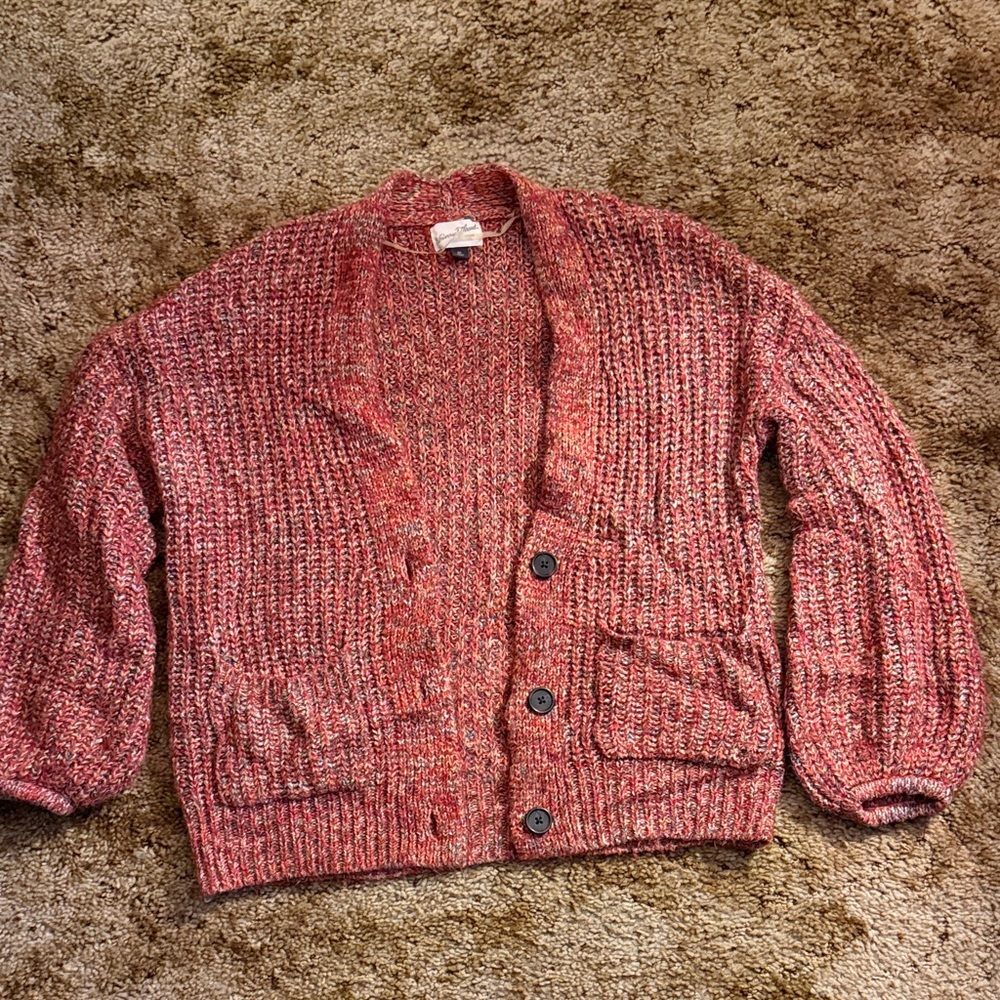 Universal Thread Women's Marled Red Cardigan Sweater
